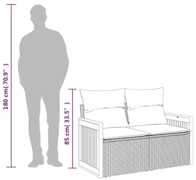 Sofa ogrodowa z szarymi poduszkami Lupuxi
