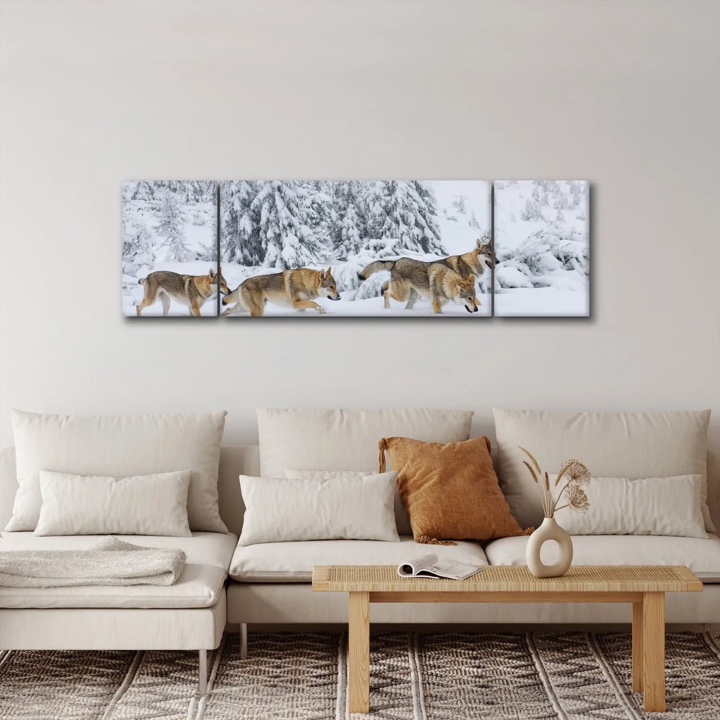 Obraz - Wilki w górach (170x50 cm)