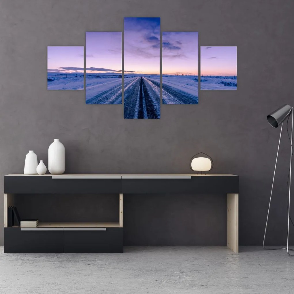 Obraz drogi zimą (125x70 cm)