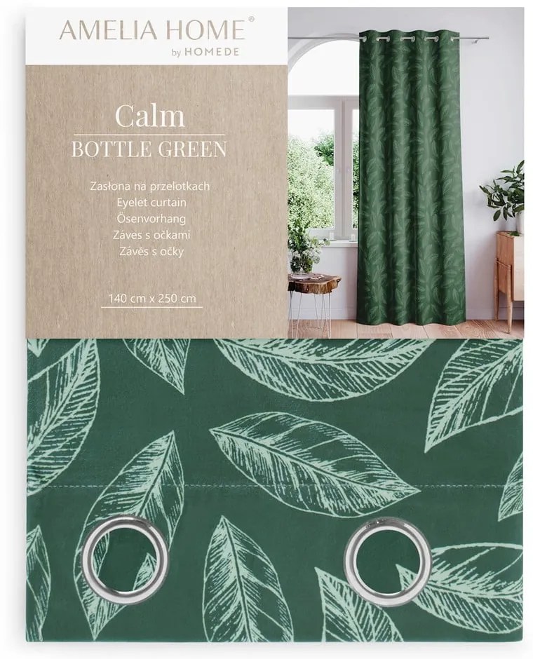 Zielona aksamitna zasłona 140x250 cm Calm – Restilo