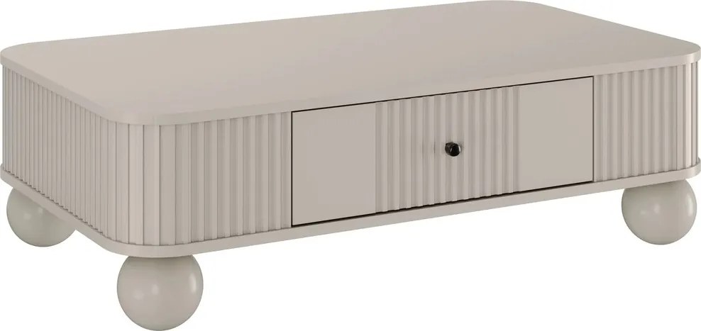 Stolik kawowy Vesper 103x60 cm z szufladą - kaszmir / czarne uchwyty / nogi kule