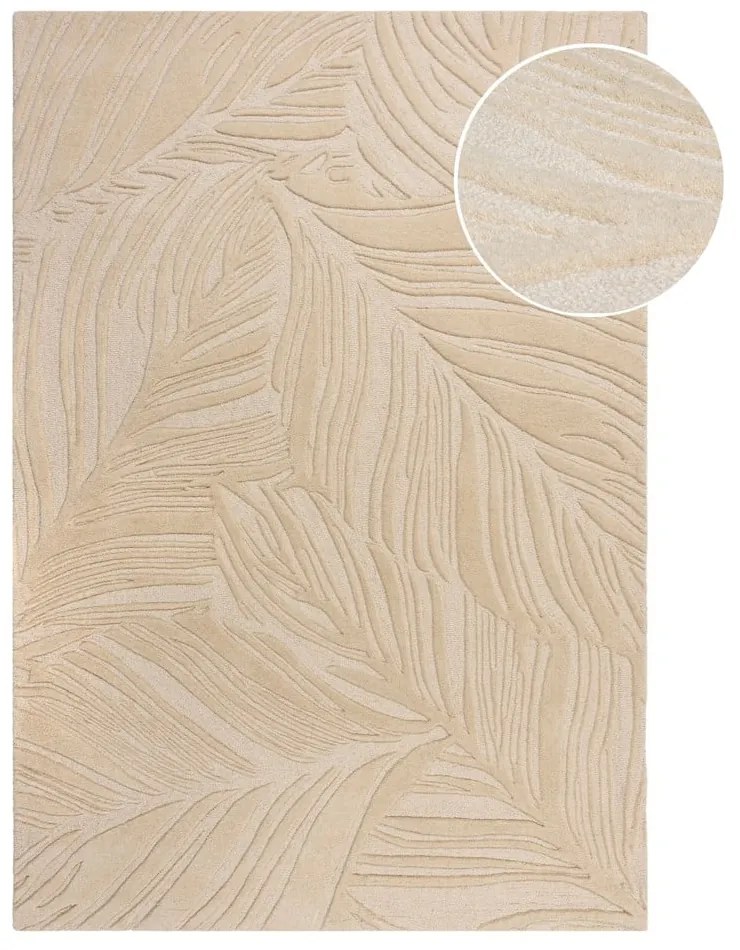 Beżowy dywan wełniany Flair Rugs Lino Leaf, 120x170 cm