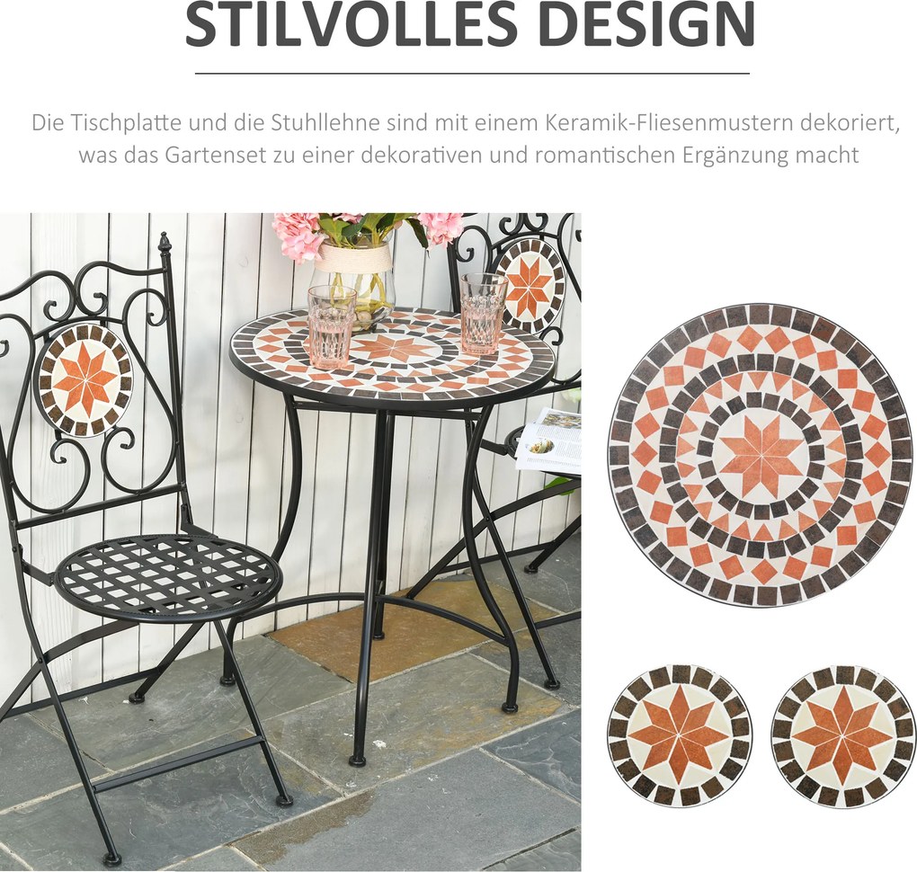 Zestaw mebli ogrodowych Outsunny 3-częściowy