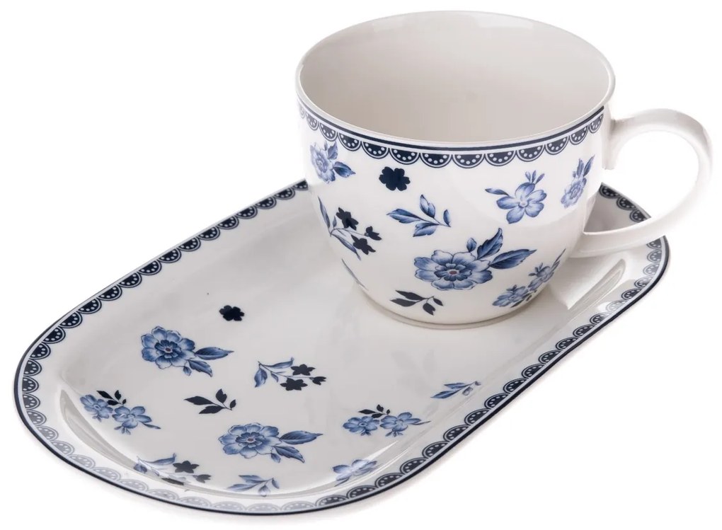 Kubek porcelanowy z podstawką Floral, 445  ml