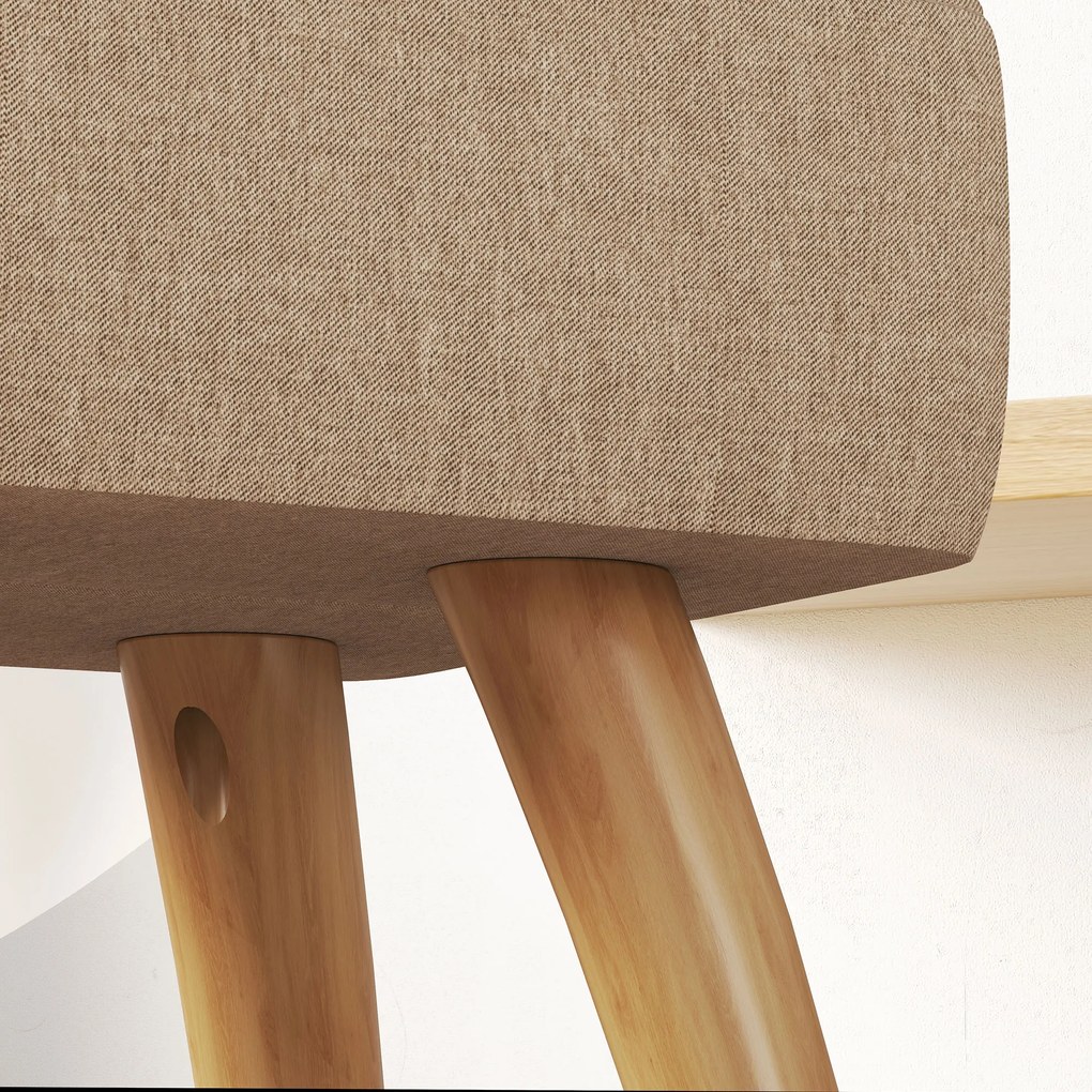 HOMCOM Puf z wyściełaniem, wygląd lnu, nogi z drewna, do 110 kg, Brązowy