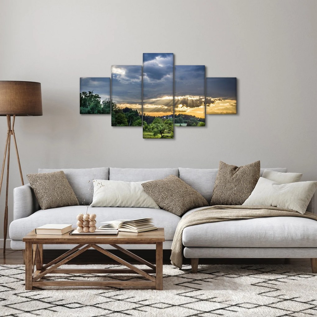 Obraz krajobraz z promieniami (125x70 cm)