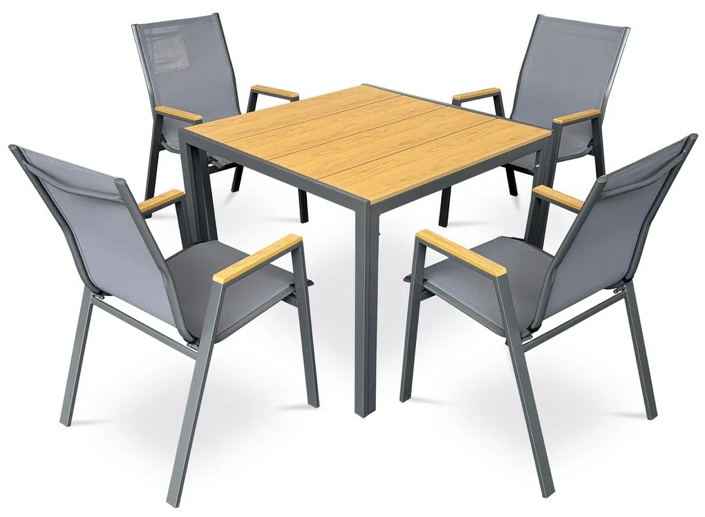 Autronic Stół ogrodowy, metal, polywood, brązowy,AZ T-S1209 OAK