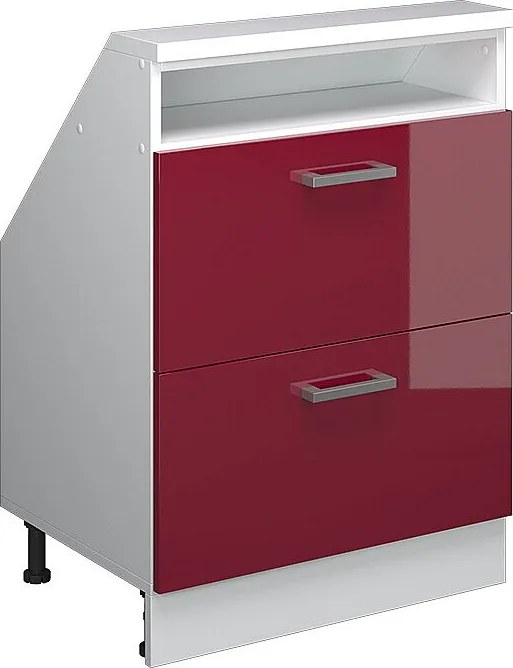 Szafka kuchenna na dach skośny czerwony wysoki połysk/biały 60x46x81.6 r-line
