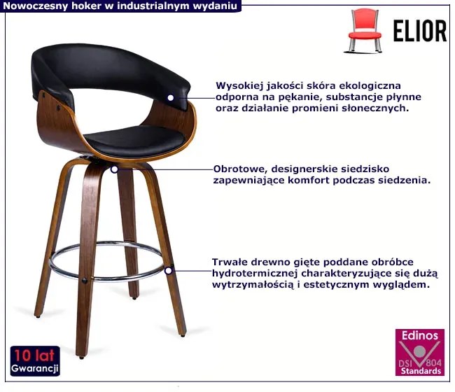 Nowoczesny drewniany hoker kuchenny w stylu loft - Octop