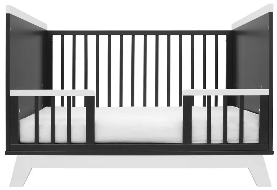 New Baby Łóżeczko dziecięce Marcus z barierką,czarne/białe