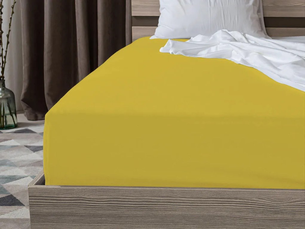 PrzytulneMieszkanie.pl Jersey prześcieradło EXCLUSIVE żółte 200 x 220 cm