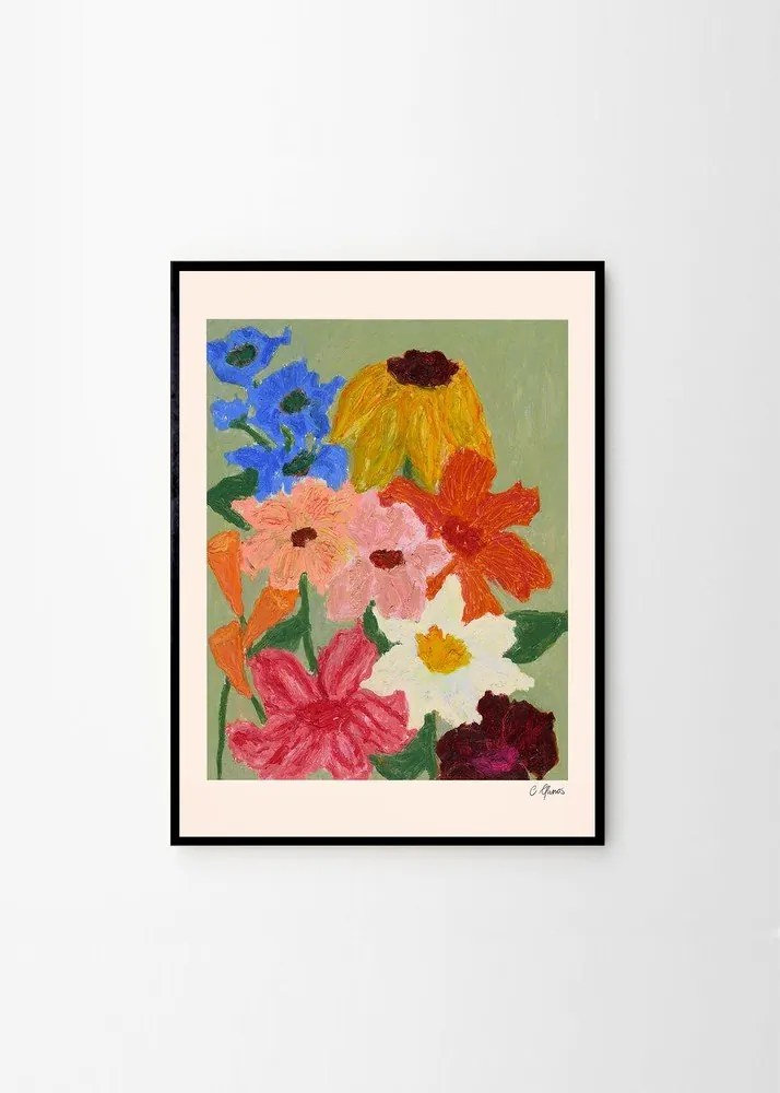 Plakat 50x70 cm Flowers on Sage Green – Carla Llanos – The Poster Club