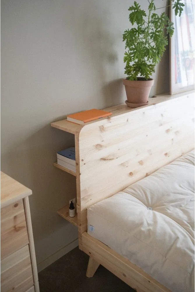 Brązowe łóżko dwuosobowe z drewna sosnowego ze stelażem 140x200 cm Retreat – Karup Design