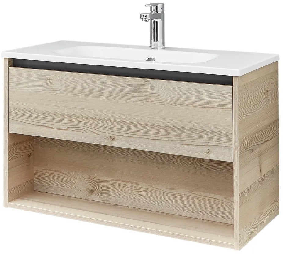 Wisząca szafka bez umywalki w dekorze sosny w naturalnym kolorze 51x80 cm Quickset 393 – Pelipal