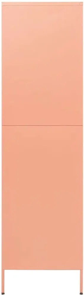 Różowa stalowa szafa gospodarcza na nóżkach N3-K53