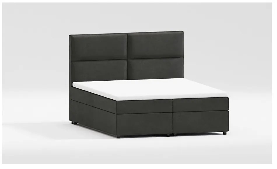 Ciemnoszare łóżko boxspring ze schowkiem 140x200 cm Rico – Ropez