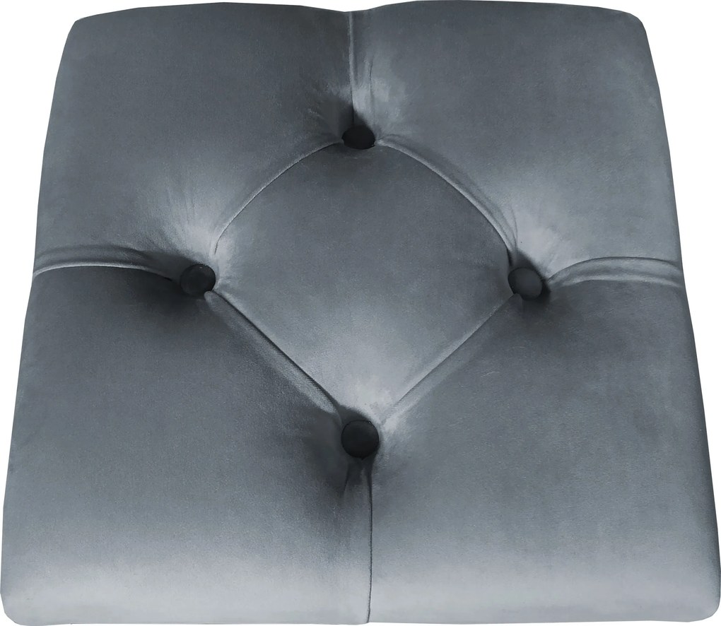 Pufa CHESTERFIELD tkanina Welur loft ławka podnóżek metal : Kolor Stelaża - Czarny , Kolor tkaniny - VELVET - BL14, Typ tkaniny - Velvet