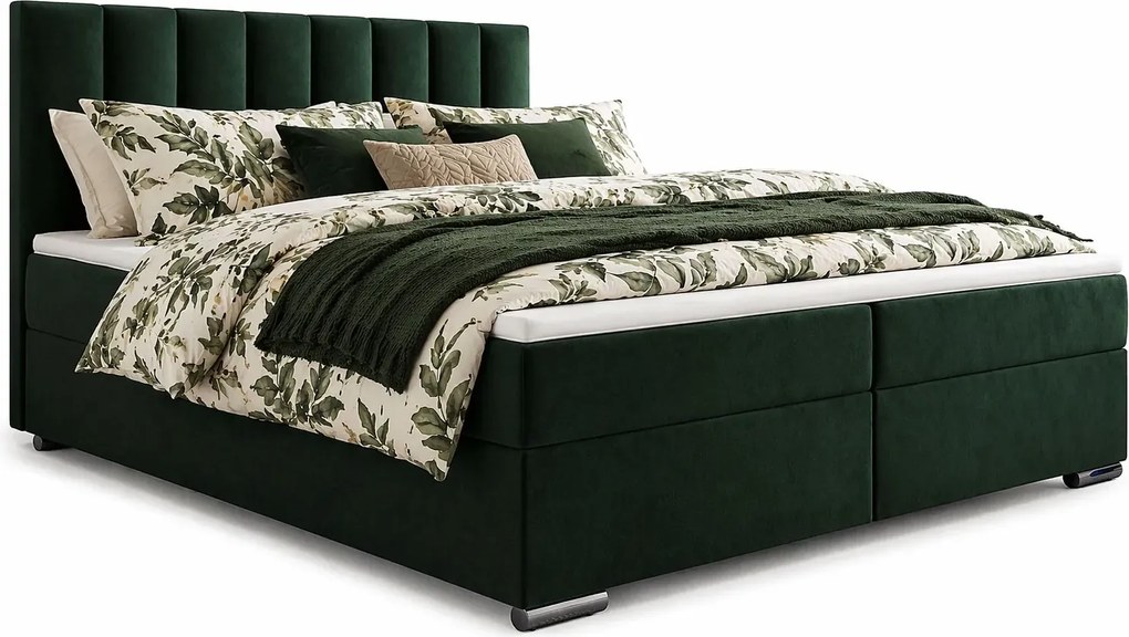Ciemnozielone łóżko kontynentalne 5 rozmiarów G4-L92