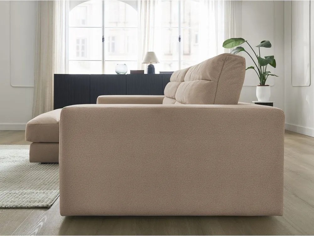 Szarobrązowy aksamitny narożnik (lewostronny/z szezlongiem) Sierra – Bobochic Paris