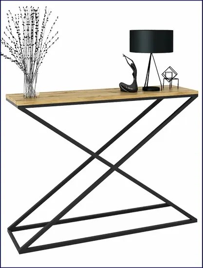 Idustrialna konsola czarny + dąb artisan E9-L06