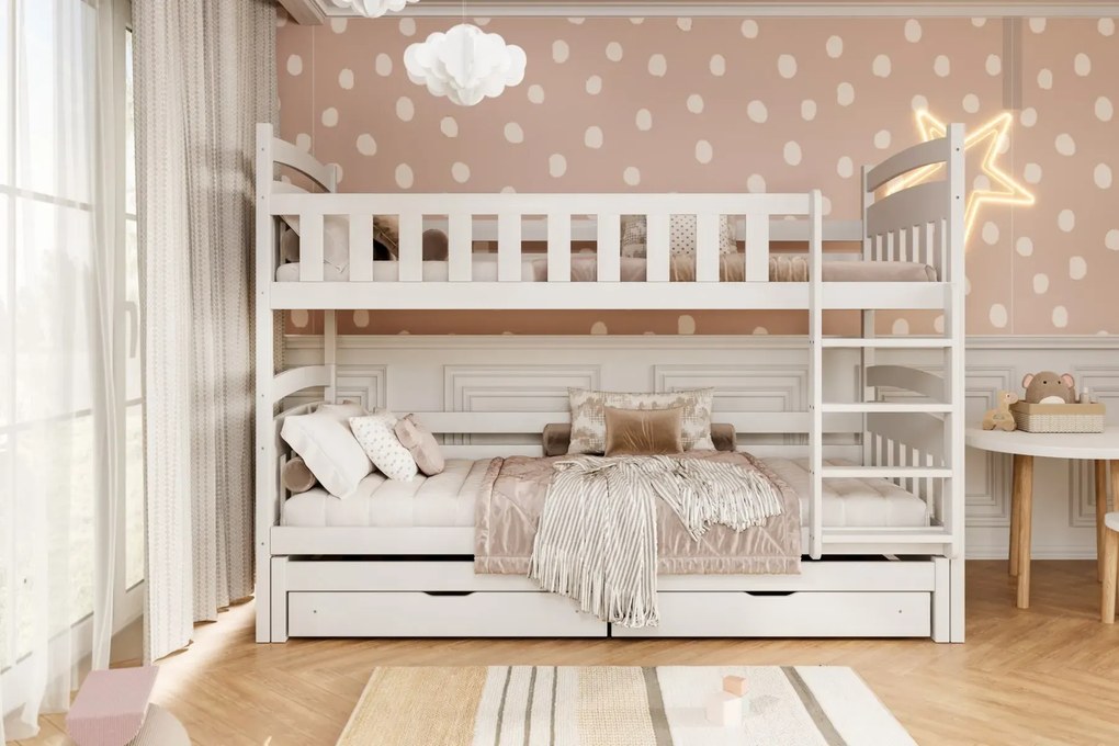 Łóżko piętrowe JULITA 160x80 białe drewniane KOCOT KIDS
