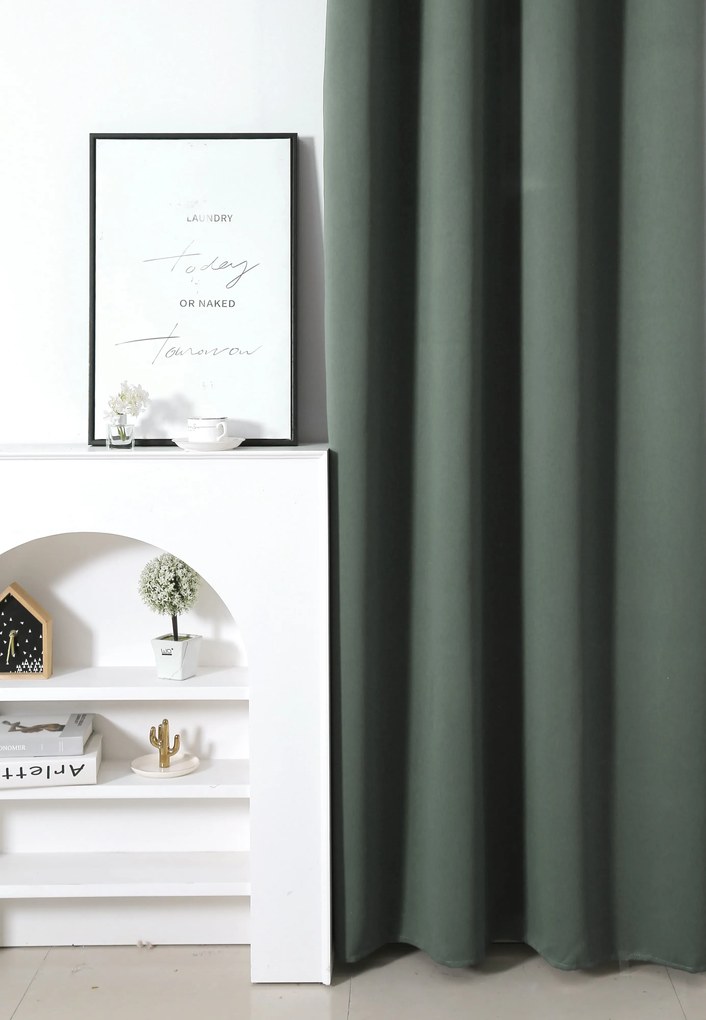 Zasłona OXFORD 140x270 cm, szarozielony Zawieszanie: Taśma z wiązaniami