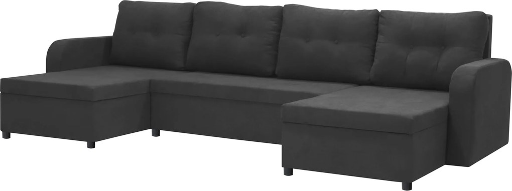 Narożnik U z funkcją spania BERLIN Czarny