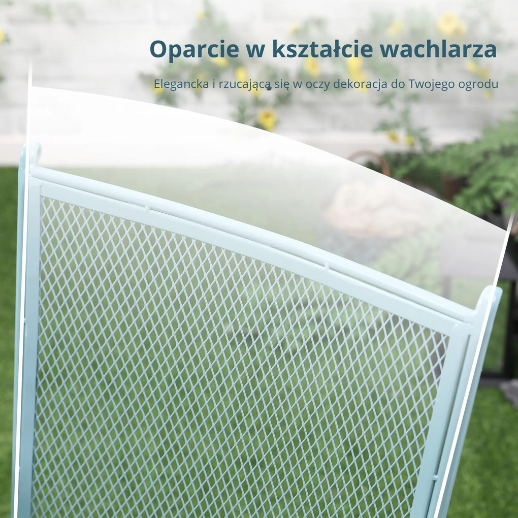 3-częściowy zestaw bistro składający się ze stołu i 2 krzeseł metalowy jasnoniebieski Outsunny