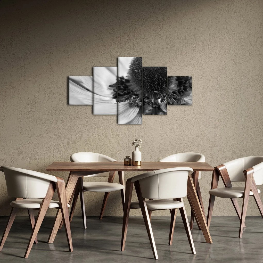 Obraz - Kwiat w czerni i bieli (125x70 cm)