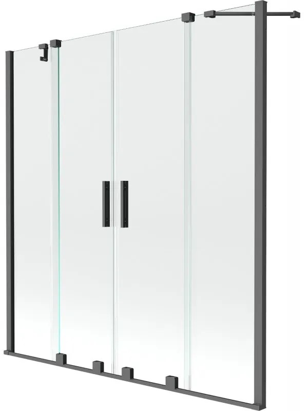 Mexen Velar Duo parawan nawannowy 2-skrzydłowy rozsuwany 150 x 150 cm, transparent, gun metal - 896-150-000-02-95