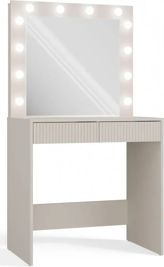 Kaszmirowa toaletka LED z ryflowanymi szufladami D0-R51