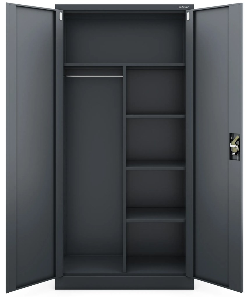 Szafa metalowa wielofunkcyjna z drążkiem antracytowa, 900x1850x450 mm: DAWID