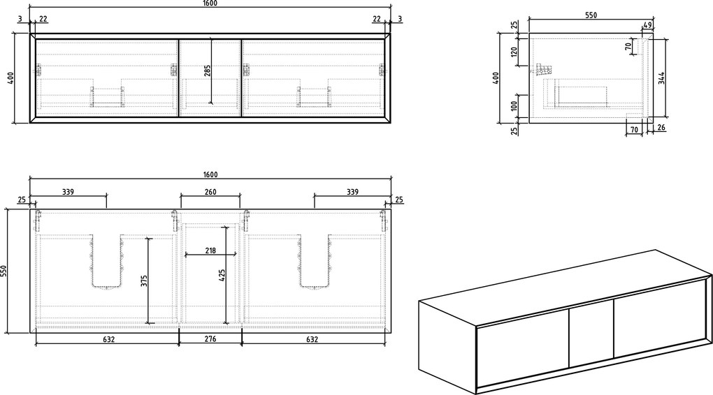 Szafka podumywalkowa Fiona Multy 160 cm