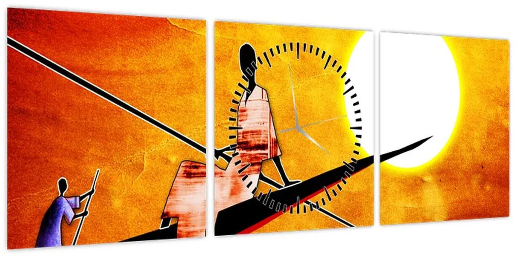 Obraz z okresu starożytnego malarstwa (z zegarem) (90x30 cm)