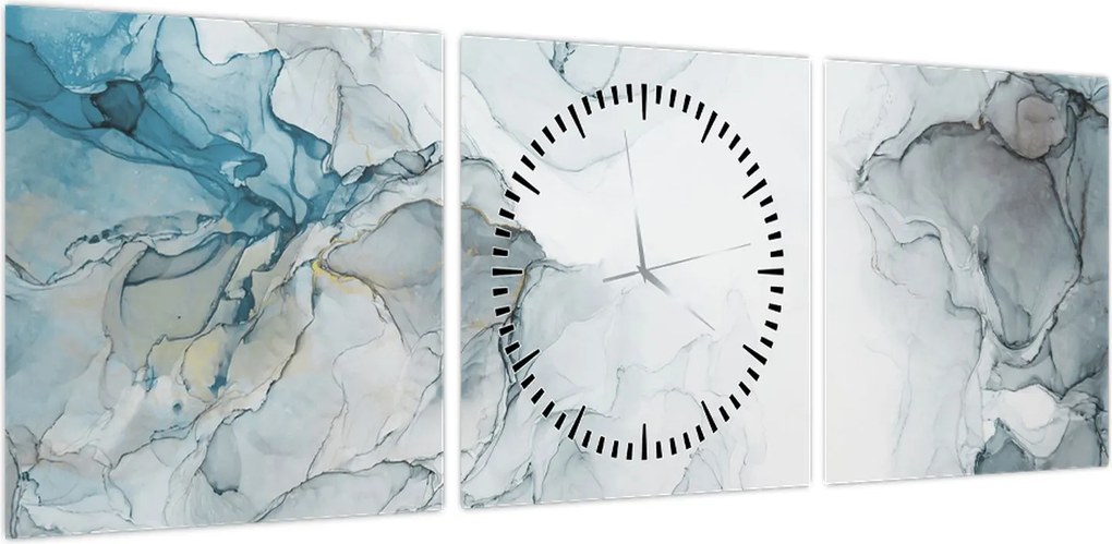 Obraz - Niebieski marmur (z zegarem) (90x30 cm)
