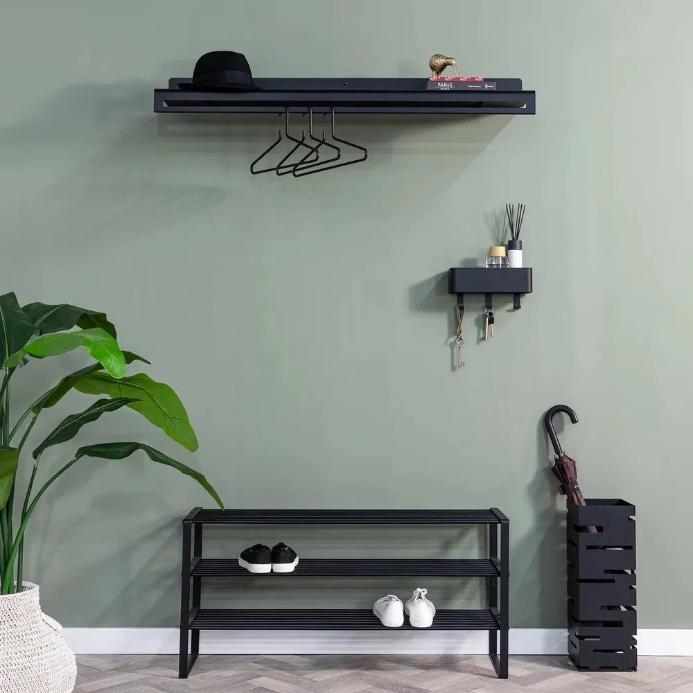 Czarna metalowa szafka na buty 100x48,5x29 cm Rex – Spinder Design