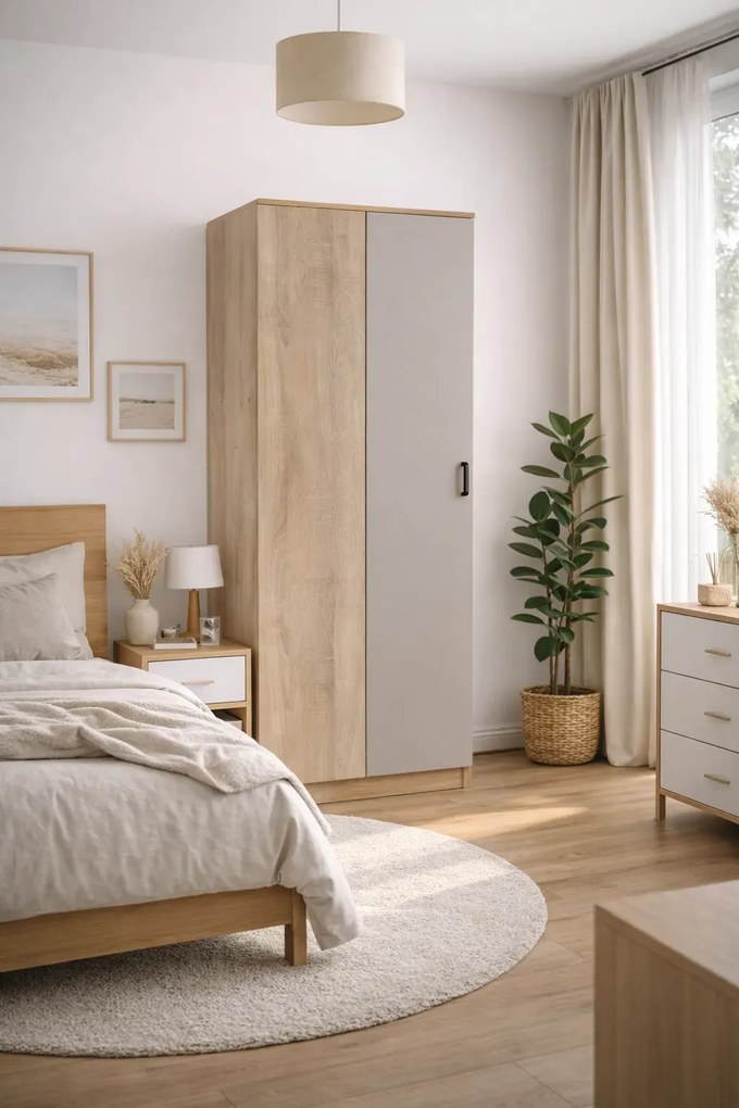 Narożna szafa uchylna dąb sonoma + kaszmir A9-N27