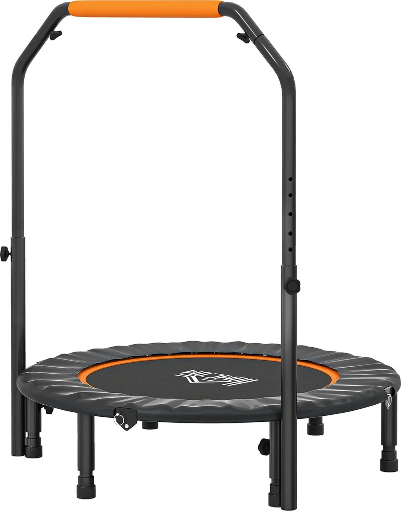 HOMCOM Trampolina Fitnessowa, Składana, Uchwyt Regulowany, Ø102 x 123H cm, do 100 kg, Czarna