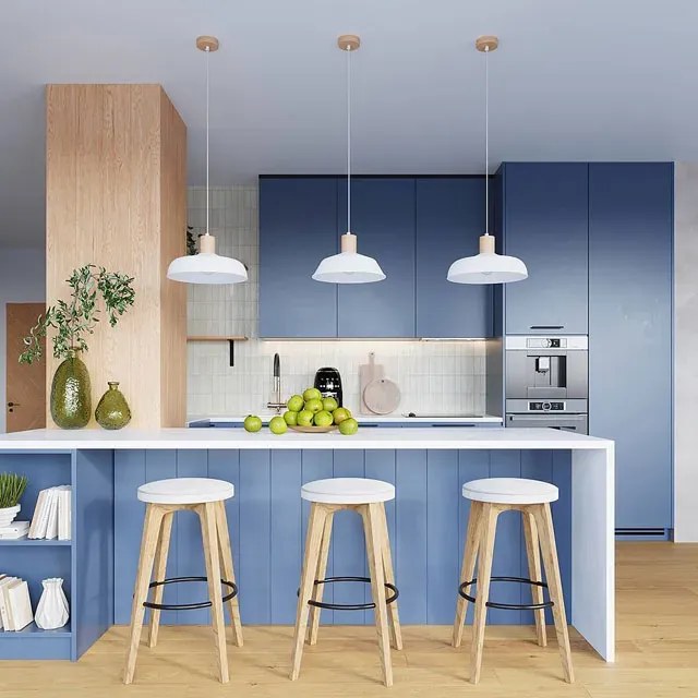 Biała okrągła metalowa lampa wisząca nad wyspę - A644 L7-G21