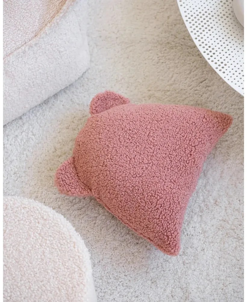Różowa poduszka na sofę dziecięcą z materiału bouclé Bear – Wigiwama