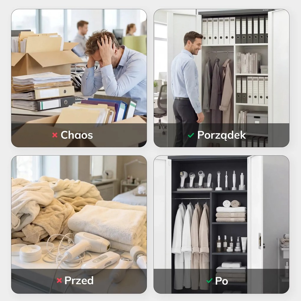 Szafa metalowa wielofunkcyjna: DAWID 900 x 1850 x 450 mm, antracytowo-biała