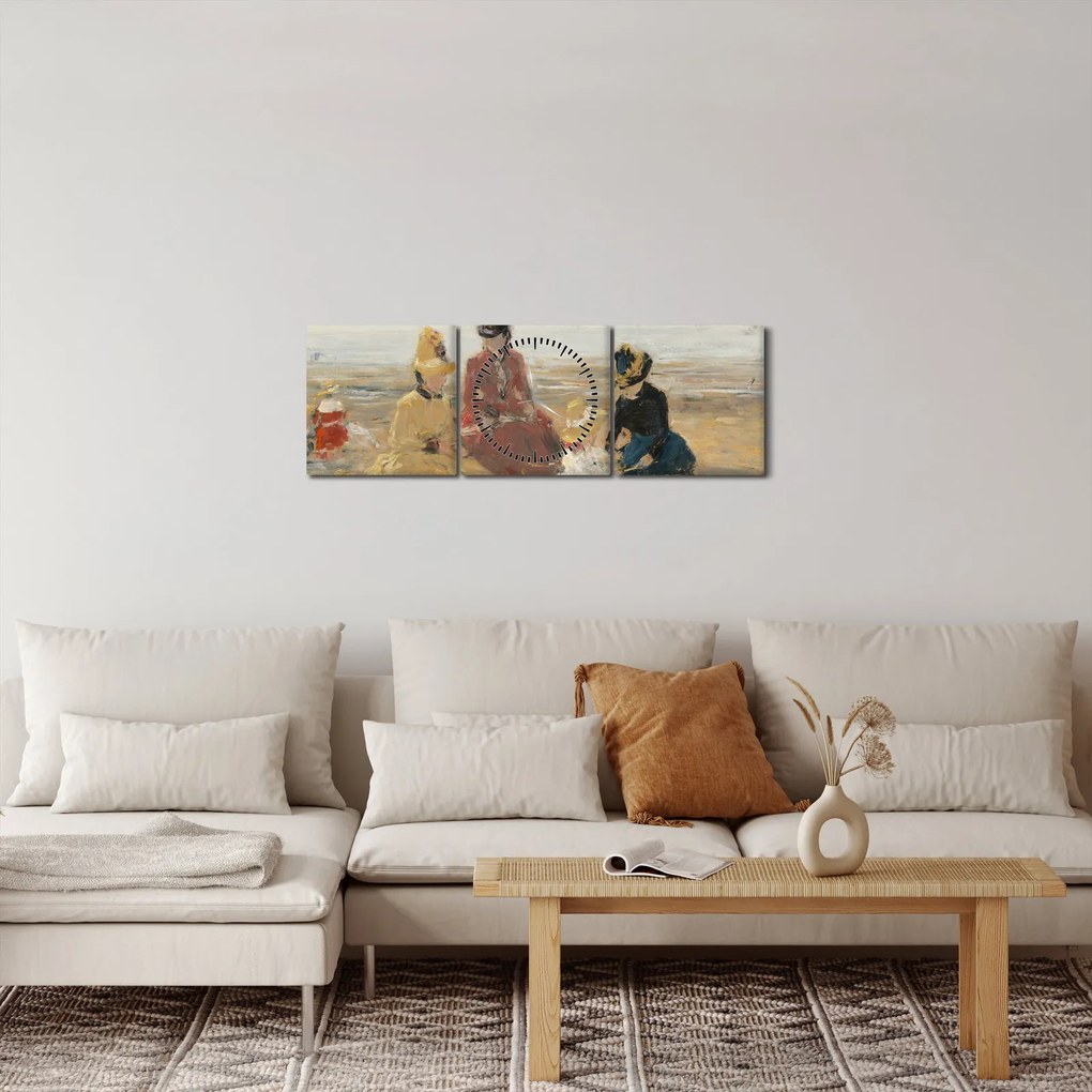 Obraz - Eugène Boudin, On the Beach, Trouville, reprodukcje (z zegarem) (90x30 cm)