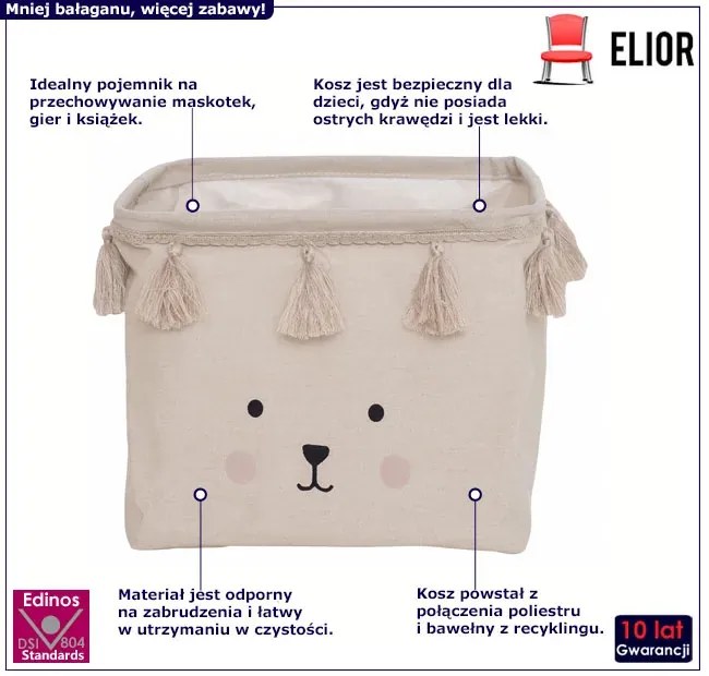 Beżowy kwadratowy pojemnik na maskotki C4-W69