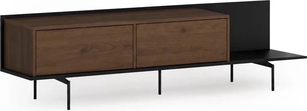 Szafka RTV Zenar 200 cm z metalowymi nogami - orzech elegant / czarny