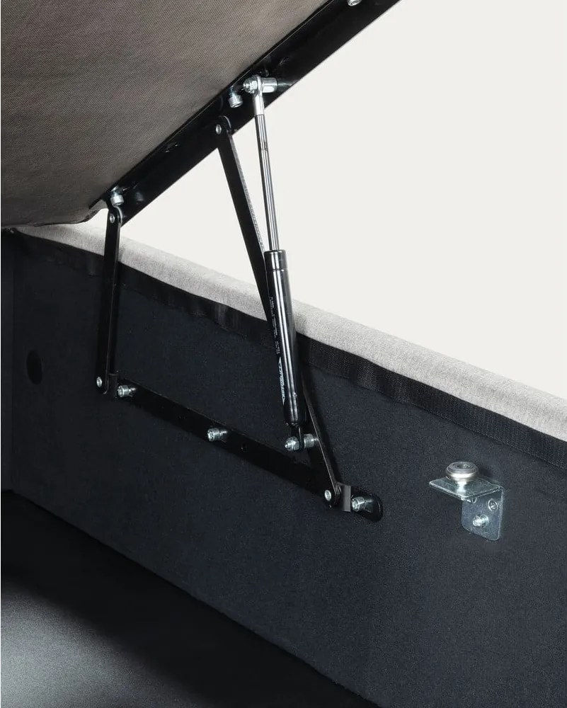 Szare tapicerowane łóżko dwuosobowe ze schowkiem 140x190 cm Matters – Kave Home