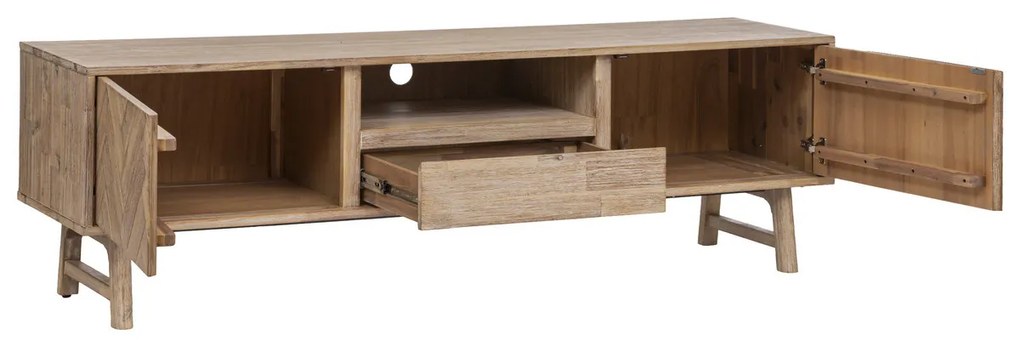 Komoda drewniana pod telewizor AERIS z szufladą i półkami, 55 x 180 cm