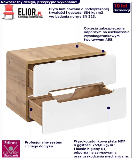 Szafka z umywalką nablatową Zeftox 3S 80 cm - Biały połysk