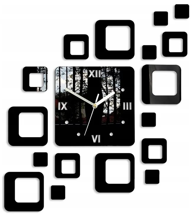 Zegar na ścianę nowoczesny naklejany ozdobne elementy cichy mechanizm loft