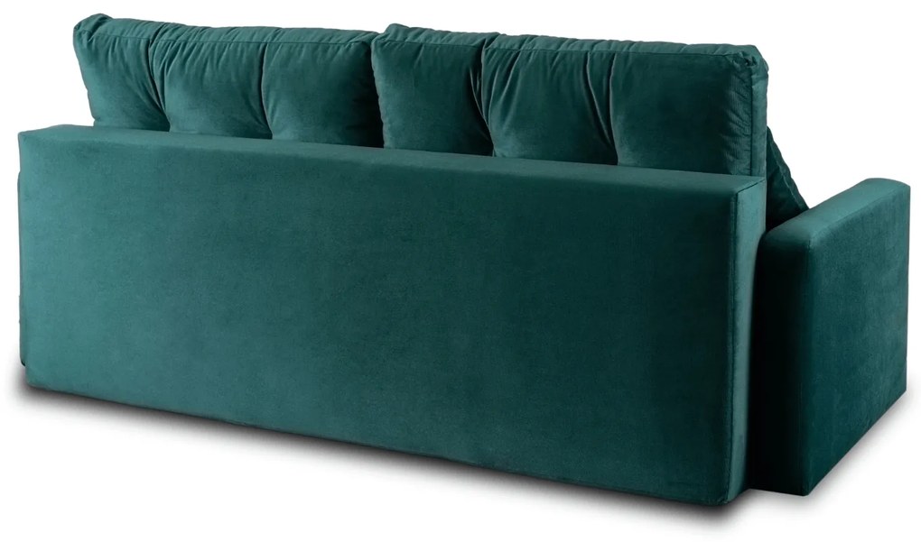 Sofa z Funkcją Spania FAVIO Wersalka Rozkładana Dwuosobowa Welurowa Zielona Nowoczesna do Salonu