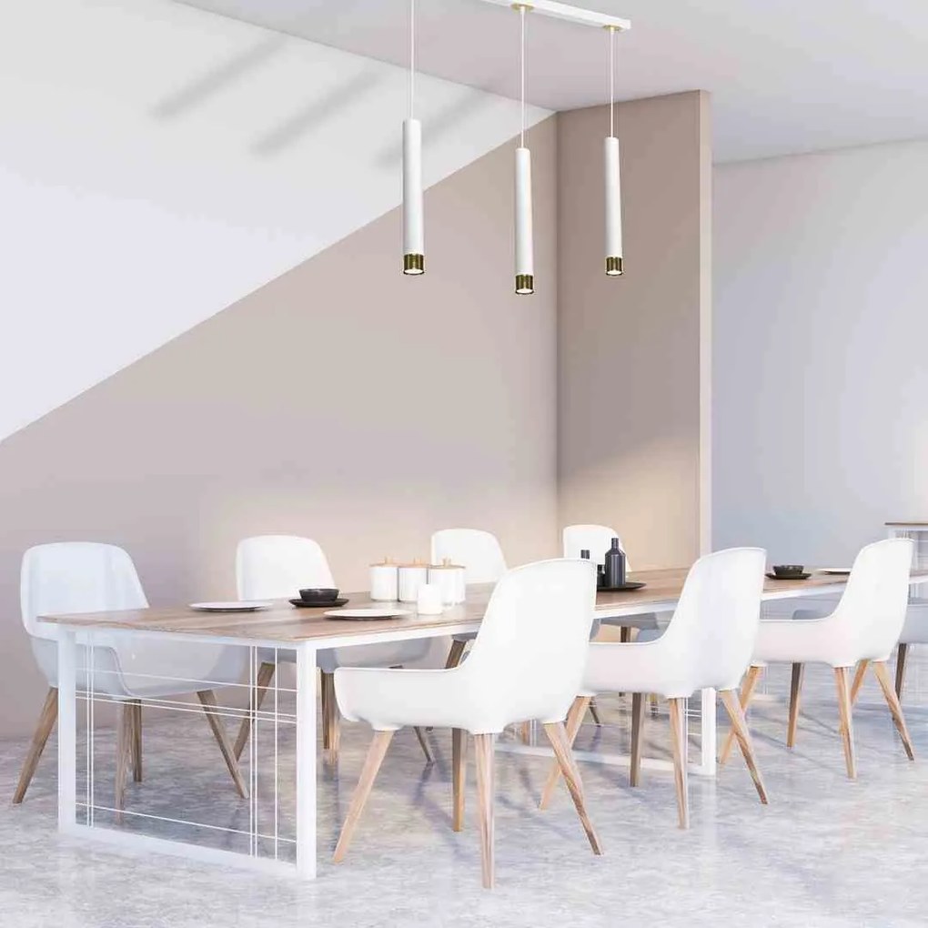 Lampa wisząca, potrójna, biała, złota, nad wyspę, stół DANI WHITE/GOLD 3xGU10